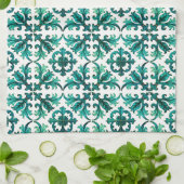 Linge De Cuisine Style italien, mosaïque, vert (Plié)