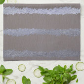 Linge De Cuisine Style moderne rayé argent et gris taupe métallique (Plié)