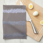 Linge De Cuisine Style moderne rayé argent et gris taupe métallique (Quart Plié)