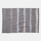 Linge De Cuisine Style moderne rayé argent et gris taupe métallique (Horizontal)