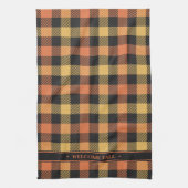 Linge De Cuisine Style orange noir jaune automne couleur plaid (Vertical)