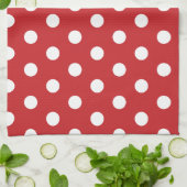 Linge De Cuisine Style Rouge avec Point Blanc Uni (Plié)