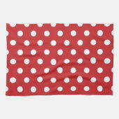 Linge De Cuisine Style Rouge avec Point Blanc Uni (Horizontal)