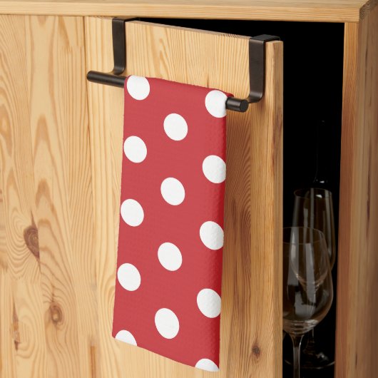 Linge De Cuisine Style Rouge avec Point Blanc Uni (Pliage en tiers)