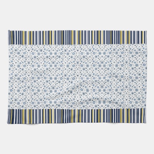 Linge De Cuisine Style Rustique : Rayures Douces avec Accents Flora (Horizontal)