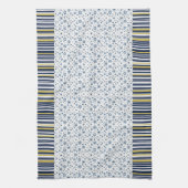 Linge De Cuisine Style Rustique : Rayures Douces avec Accents Flora (Vertical)