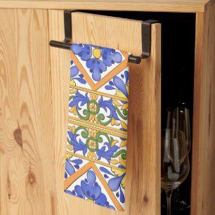 Linge De Cuisine style sicilien, majolica, été, motif coloré