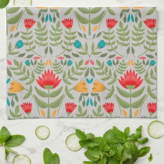 Linge De Cuisine Style Tableau Floral élégant (Plié)