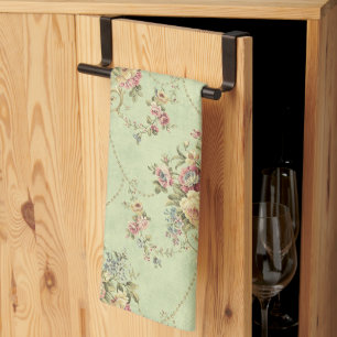 Linge De Cuisine Style Victorien Vert Sage Français Rococo Floral