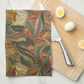 Linge De Cuisine Style William Morris Rose Vert Botanique (Quart Plié)