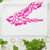 Linge De Cuisine Stylet rose avec de diverses silhouettes de (Plié)