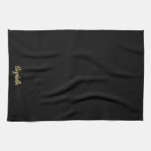 Linge De Cuisine Stylish Calligraphy Script Black & Gold Name (Horizontal)