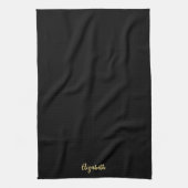 Linge De Cuisine Stylish Calligraphy Script Black & Gold Name (Vertical)