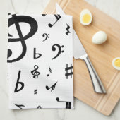Linge De Cuisine Stylish Treble Clef Wave Black and White (Quart Plié)