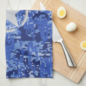 Linge De Cuisine Stylo Star Retro Camouflage bleu marine (Quart Plié)