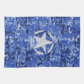 Linge De Cuisine Stylo Star Retro Camouflage bleu marine (Horizontal)