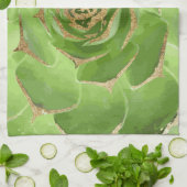 Linge De Cuisine Succulent vert de cactus avec des bouts d'or de (Plié)