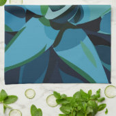 Linge De Cuisine Succulentes Cactus Agave Bleu (Plié)