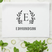 Linge De Cuisine Succursale agricole noire Monogramme | Couleurs mo (Plié)