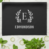 Linge De Cuisine Succursale agricole noire Monogramme | Couleurs mo (Plié)