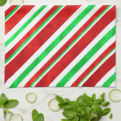 Linge De Cuisine Sucre de canne d'aquarelle rouge vert rayures 2 (Plié)