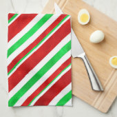 Linge De Cuisine Sucre de canne d'aquarelle rouge vert rayures 2 (Quart Plié)