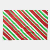 Linge De Cuisine Sucre de canne d'aquarelle rouge vert rayures 2 (Horizontal)