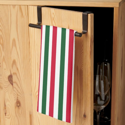 Linge De Cuisine Sucre de canne rouge et vert Stripes de Noël (Pliage en tiers)