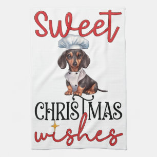 Linge De Cuisine Sucré voeux de Noël : Chef Dachshund