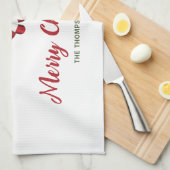 Linge De Cuisine Sucres de canne Festif Rouge Et Blanc Bow Et Texte (Quart Plié)