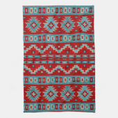 Linge De Cuisine Sud-Ouest Mesas Turquoise & Rouge (Vertical)