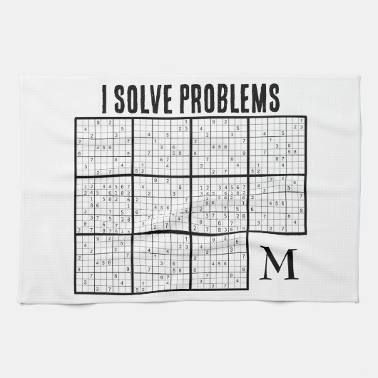 Linge De Cuisine SUDOKU I Solve Problèmes Monogramme (Horizontal)