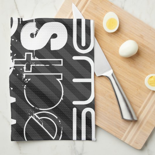 Linge De Cuisine Sueur ; Gris noir et gris foncé (Quart Plié)