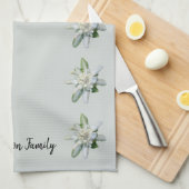 Linge De Cuisine Suisse Edelweiss fleurs nom monogramme (Quart Plié)
