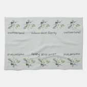 Linge De Cuisine Suisse texte Edelweiss nom de famille (Horizontal)