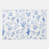 Linge De Cuisine Summer Seashells Frame Beach Wedding Blue  (Horizontal)