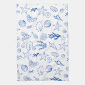 Linge De Cuisine Summer Seashells Frame Beach Wedding Blue  (Vertical)