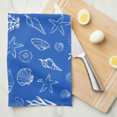 Linge De Cuisine Summer Seashells Frame Beach Wedding Blue  (Quart Plié)