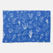 Linge De Cuisine Summer Seashells Frame Beach Wedding Blue  (Horizontal)