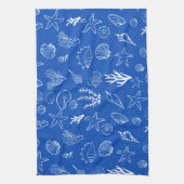 Linge De Cuisine Summer Seashells Frame Beach Wedding Blue  (Vertical)