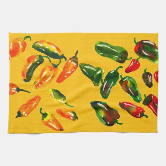 Linge De Cuisine Sun-Drenched Peppers Kitchen Towels (Horizontal)