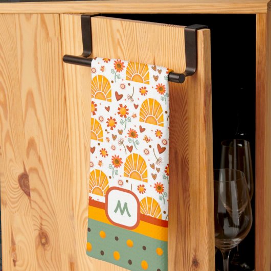 Linge De Cuisine Sun Hearts Fun Chic Motif Monogramme initial