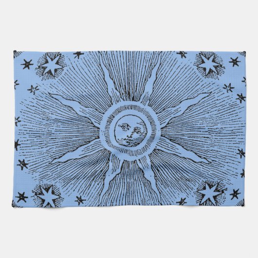 Linge De Cuisine Sun Stars Antique Nuit Ciel Médiéval Zodiac (Horizontal)