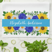 Linge De Cuisine Sunflower Daisy Blue Floral (Plié)