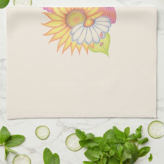 Linge De Cuisine Sunflower Daisy Kitchen Towel  (Plié)