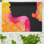 Linge De Cuisine Sunflower lady silhouette watercolor art (Plié)
