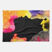 Linge De Cuisine Sunflower lady silhouette watercolor art (Horizontal)