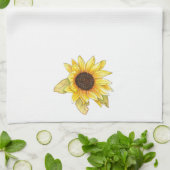 Linge De Cuisine Sunflower watercolor tea towel kitchen towel (Plié)