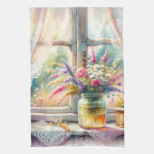 Linge De Cuisine Sunlit Cottage Window Wildflowers (Vertical)