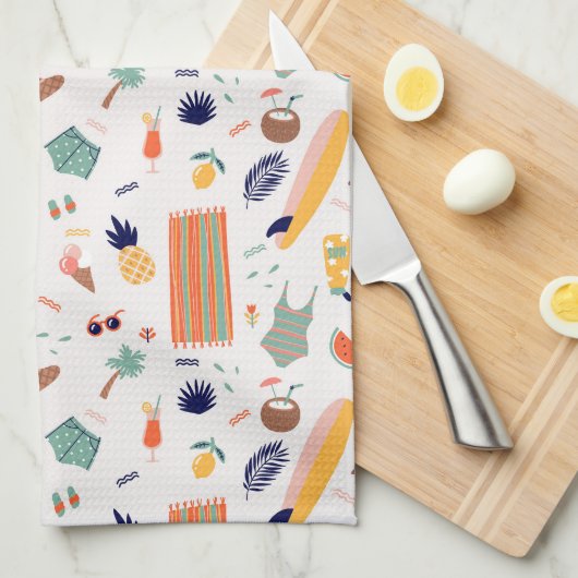 Linge De Cuisine Sunny Beach Fun Motif (Quart Plié)